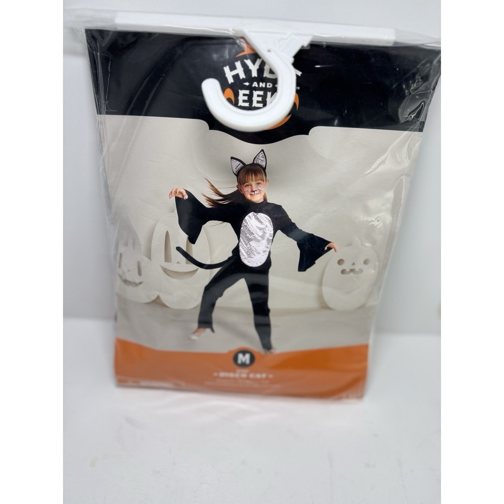 Disco Cat Kids Halloween Costume Jumpsuit Tail Headpiece Size MediumNWT NEW